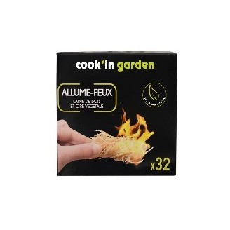 Wood wool firelighters for barbecues and fireplaces - 100% plant-based - 32 pieces