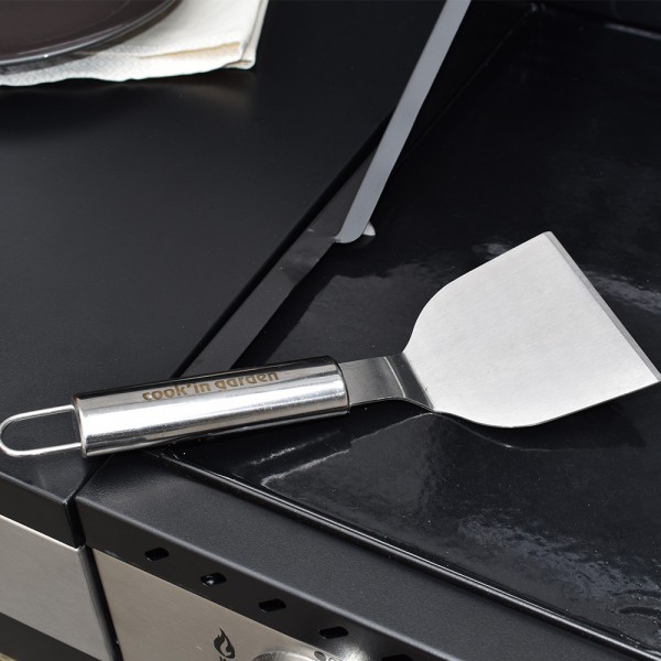 Accessoires - Korte roestvrijstalen spatel.